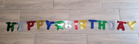 Banner carton metalic multicolor Happy Birthday 11 h * 1.5 m [1]