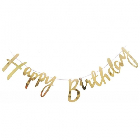 Ghirlande decorative - Banner Happy Birthday auriu 1m