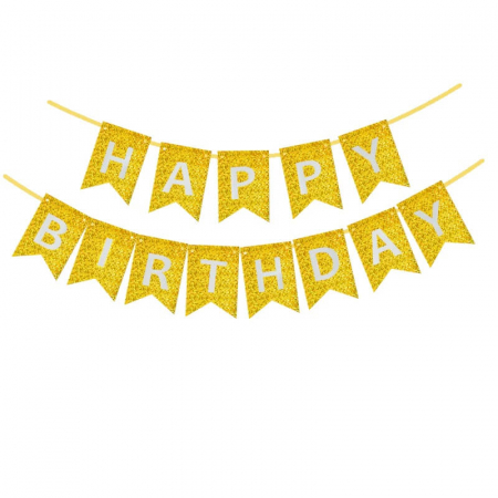 Banner Happy Birthday carton auriu [0]