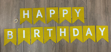 Banner Happy Birthday carton auriu [1]