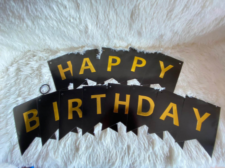 Banner Happy Birthday carton negru [1]