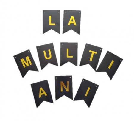 Majorat - Accesorii - Banner La multi ani carton negru
