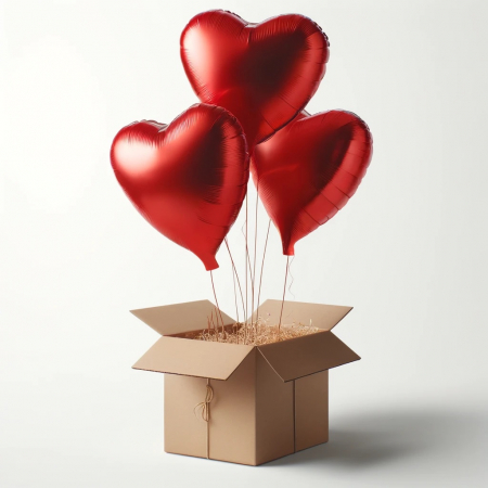 Baloane cu heliu din folie - Buchet 3 baloane inima rosie 45cm