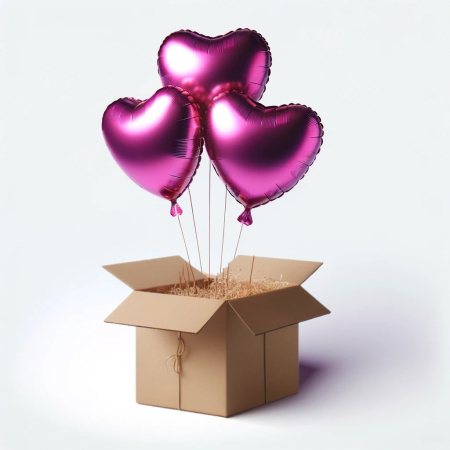 Buchet 3 baloane inima roz 45cm [2]