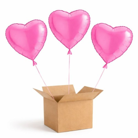 Buchet 3 baloane inima roz 45cm [0]