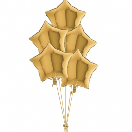 Baloane cu heliu din folie - Buchet 5 stele auriu cu heliu 43 cm