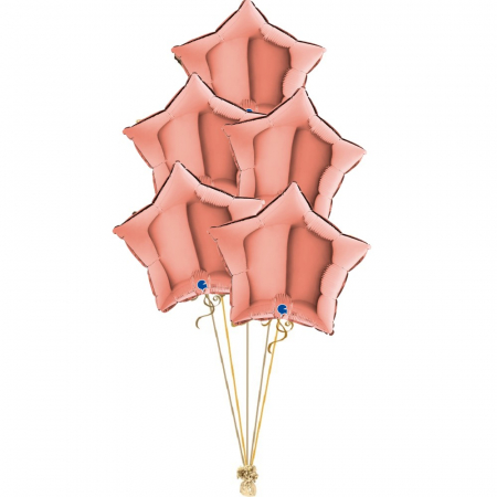 Baloane cu heliu din folie - Buchet 5 stele rose gold heliu