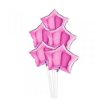 Baloane cu heliu din folie - Buchet 5 stele roz cu heliu 43 cm
