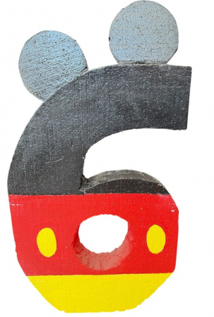 Mickey Mouse - Decoratiuni pentru petrecere tematica - Cifra 6 polistiren Mickey 85 x 50 cm
