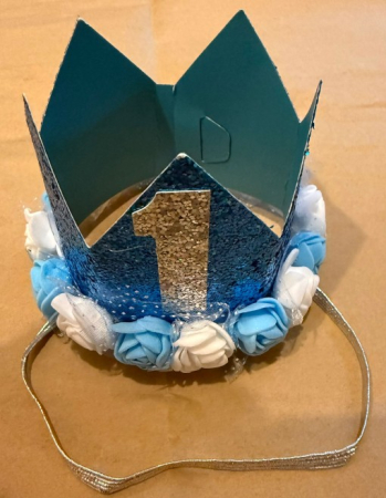 Coroana aniversare 1 an albastru si argintiu 7.5 cm [1]