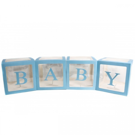 Botez baiat - Accesorii pentru decoratiuni - Cuburi Baby carton albastru 30 cm