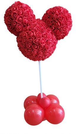 Idei pentru cadouri - Cap ursulet trandafiri spuma tip buchet rosu 35 cm