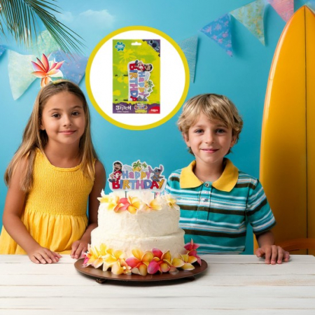 Decor tort carton Happy Birthday Stitch 8 x 15 cm [4]
