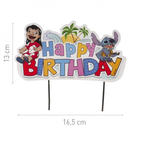 Decor tort carton Happy Birthday Stitch 8 x 15 cm [5]