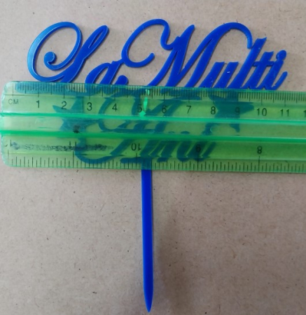 Decor tort La multi ani cu 2 stele 6 * 10 cm albastru [4]