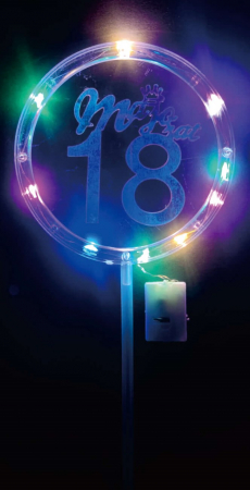 Majorat - Accesorii - Decor tort led 18 ani plastic 10 cm