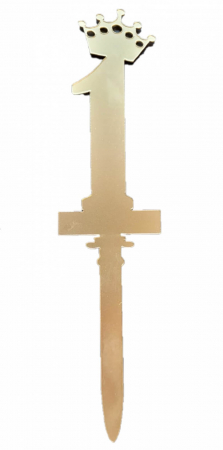 Fata - Baloane & decoratiuni - Decor tort plastic cifra 1 auriu cu coroana 15 cm