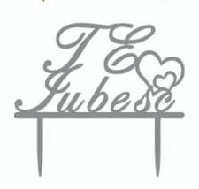 Decor tort Te iubesc argintiu 8.5 * 14 cm [0]