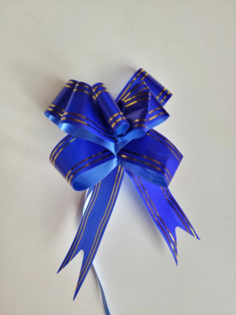 Botez baiat - Accesorii pentru decoratiuni - Funda cadouri albastru cu auriu 9 cm