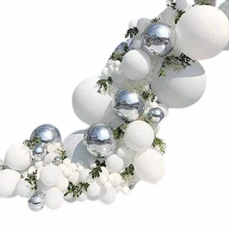 Baloane din latex 30 cm - Kit arcada baloane alb 125 buc