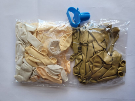 Kit arcada baloane DIY alb si auriu 90 buc [3]