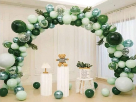 Aniversare - Accesorii - Kit arcada completa verde 155 baloane plus suport si frunze