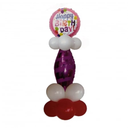 Kit decor pilon Aniversare Happy Birthday roz