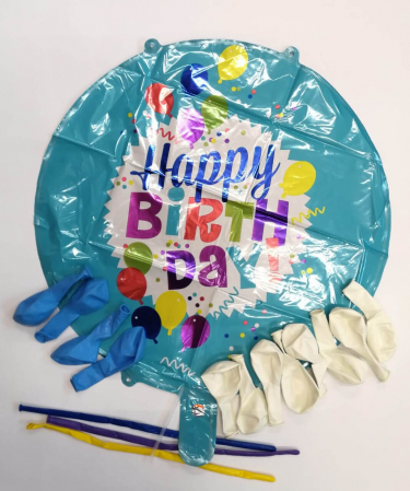 Kit decor pilon Happy Birthday aniversare albastru [1]