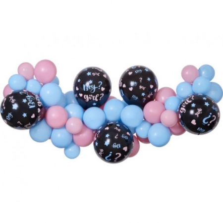 Gender reveal & Dezvaluire - Articole & decoratiuni - Kit ghirlanda dezvaluire Boy or Girl 65 buc