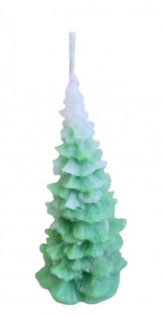 Accesorii pentru decorurile de petrecere - Lumanare brad verde cu alb 10 cm