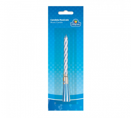 Lumanare muzicala albastra 12 cm [4]