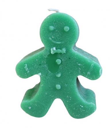 Accesorii pentru decorurile de petrecere - Lumanare om de turta dulce verde 7 cm
