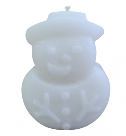Accesorii pentru decorurile de petrecere - Lumanare om de zapada alb 8 cm