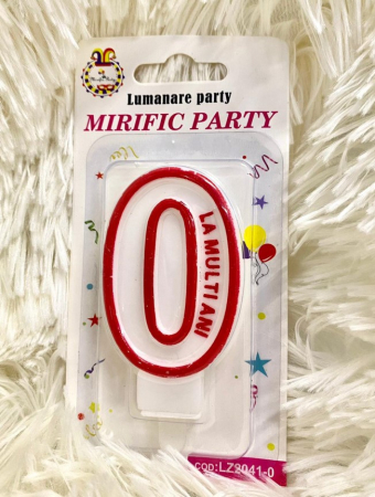 Lumanare tort Cifra 0 rosu 7cm [2]