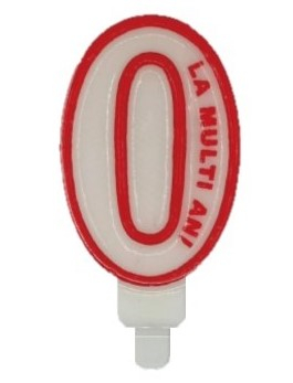 Articole pentru petrecere - Lumanare tort Cifra 0 rosu 7cm
