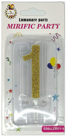 Majorat - Accesorii - Lumanare tort cifra 1 auriu 7 cm