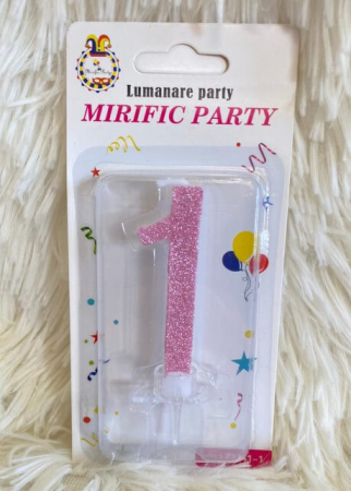 Lumanare tort cifra 1 cu sclipici 7 cm [1]