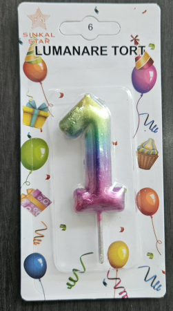 Lumanare tort cifra 1 curcubeu 7 cm [1]