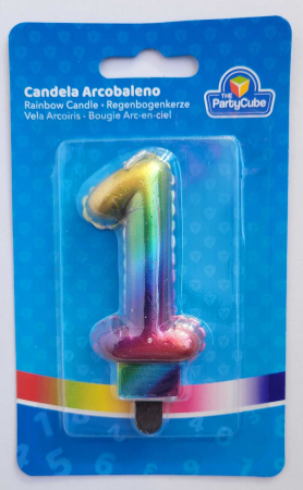 Lumanare tort cifra 1 curcubeu 7 cm [2]