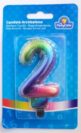 Lumanare tort cifra 2 curcubeu 7 cm [2]