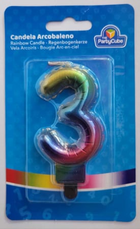 Lumanare tort cifra 3 curcubeu 7 cm [2]