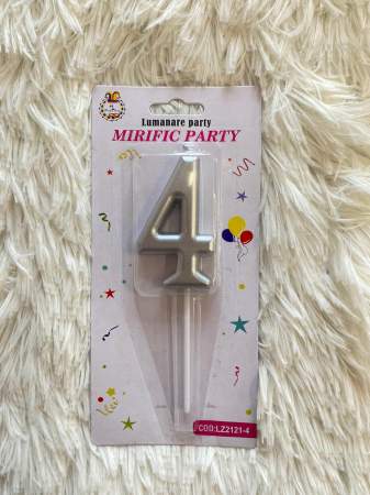 Lumanare tort cifra 4 argintiu metalic 7 cm [2]