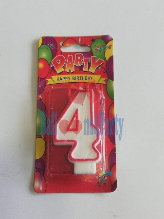 Lumanare tort Cifra 4 rosu 7cm [3]