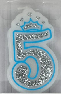 Articole pentru petrecere - Lumanare tort cifra 5 coroana 6 cm