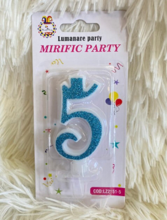 Lumanare tort cifra 5 cu sclipici 7 cm [1]