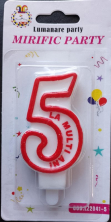 Lumanare tort Cifra 5 rosu 7cm [3]
