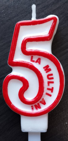 Lumanare tort Cifra 5 rosu 7cm [2]