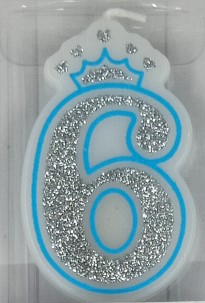 Articole pentru petrecere - Lumanare tort cifra 6 coroana 6 cm