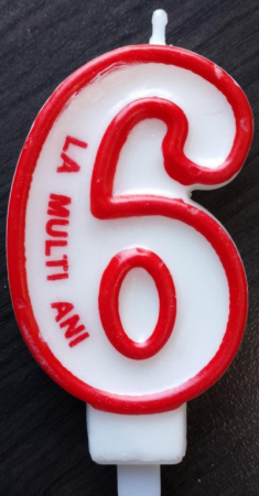 Lumanare tort Cifra 6 rosu 7cm [2]