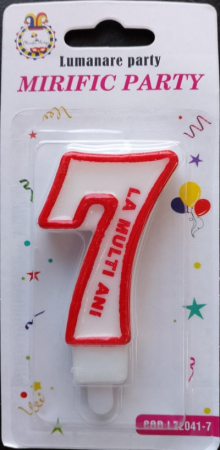 Lumanare tort Cifra 7 rosu 7cm [4]